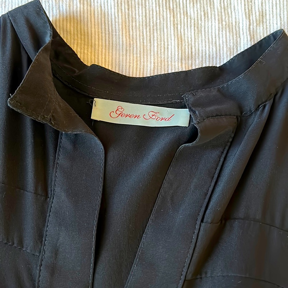 Black silk shirt dress